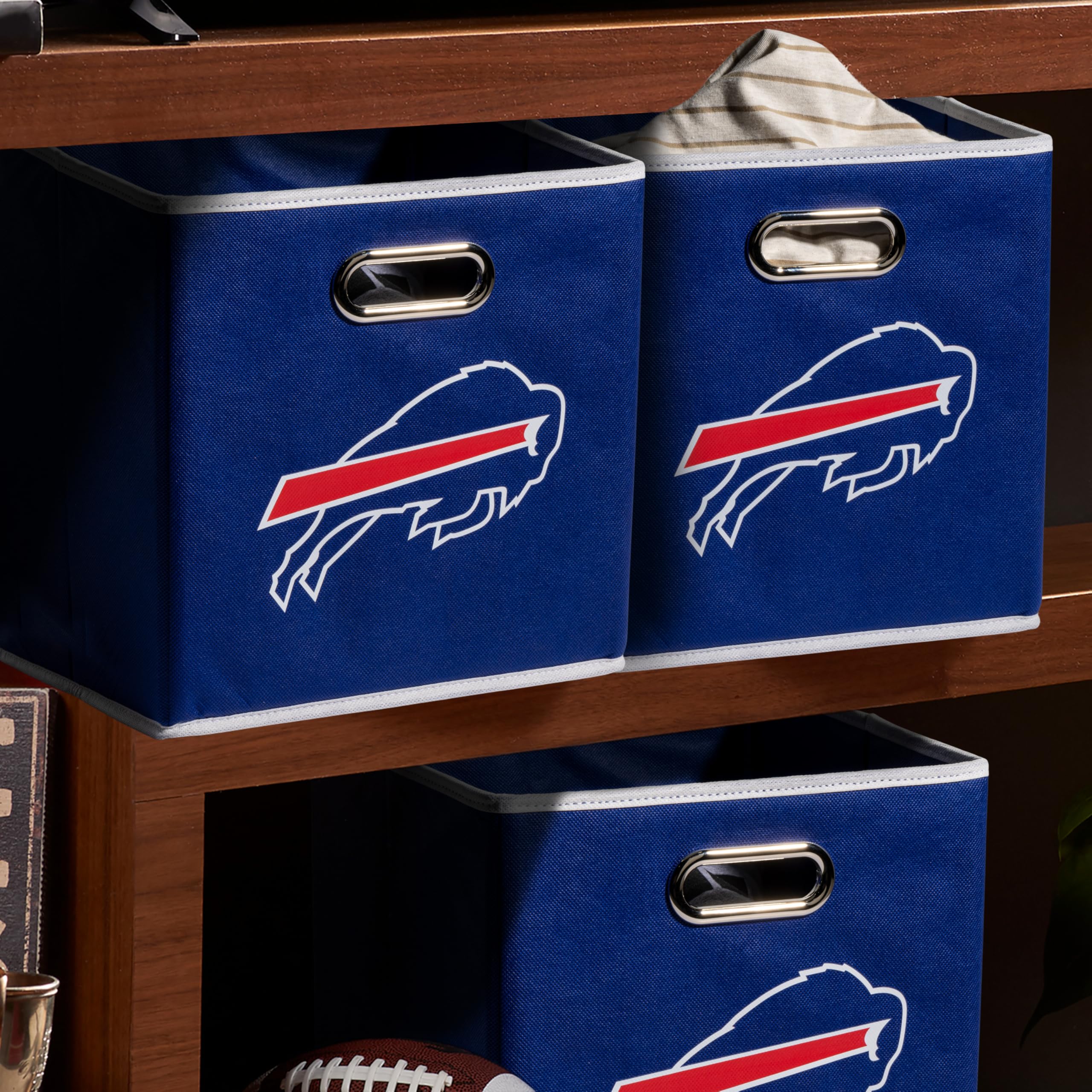 Franklin Sports Buffalo Bills filled with toys showing quick-access storage benefit