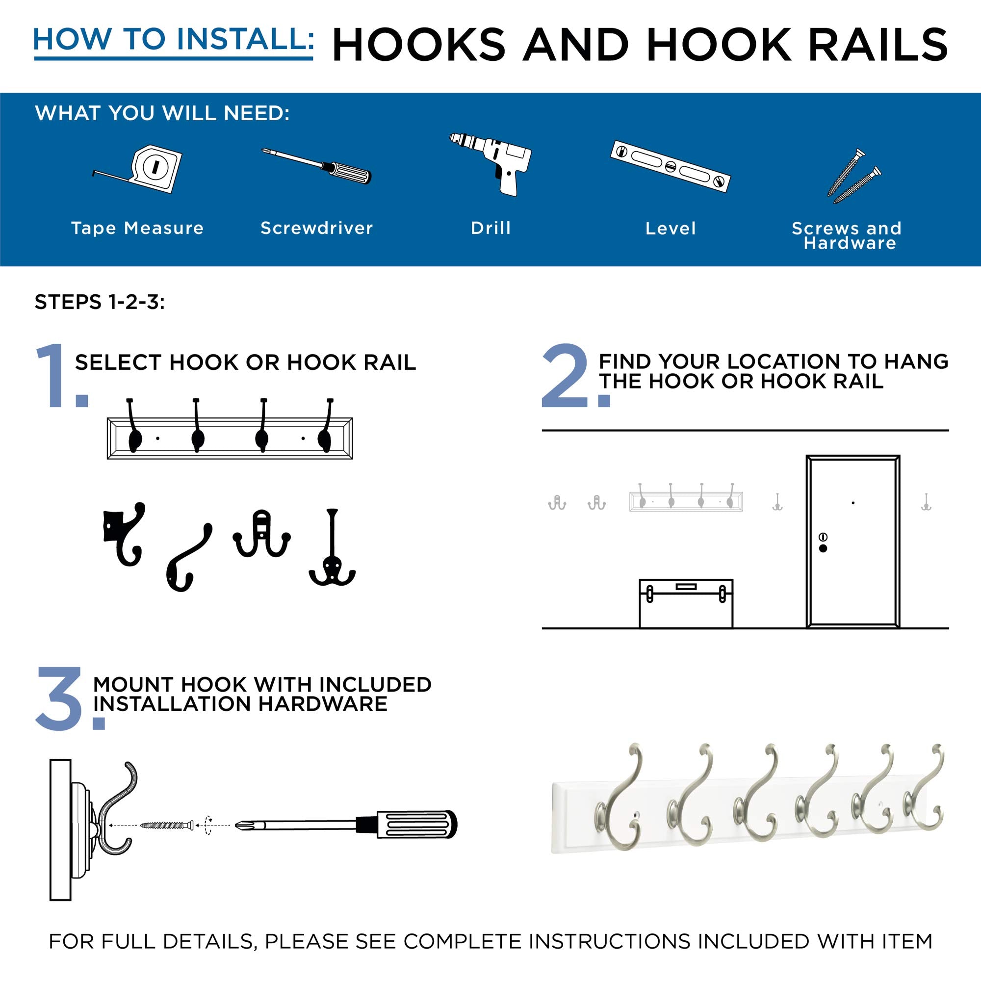 Franklin Brass close-up of heavy-duty hook detail and durable white finish benefit