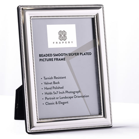 Frapery silver-plated front view showcasing beaded edge, elegant display benefit