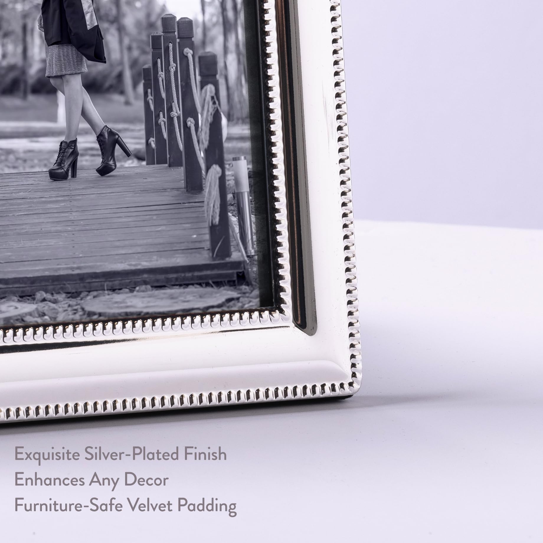 Frapery frame on mantel with photo, enhances decor and highlights memories