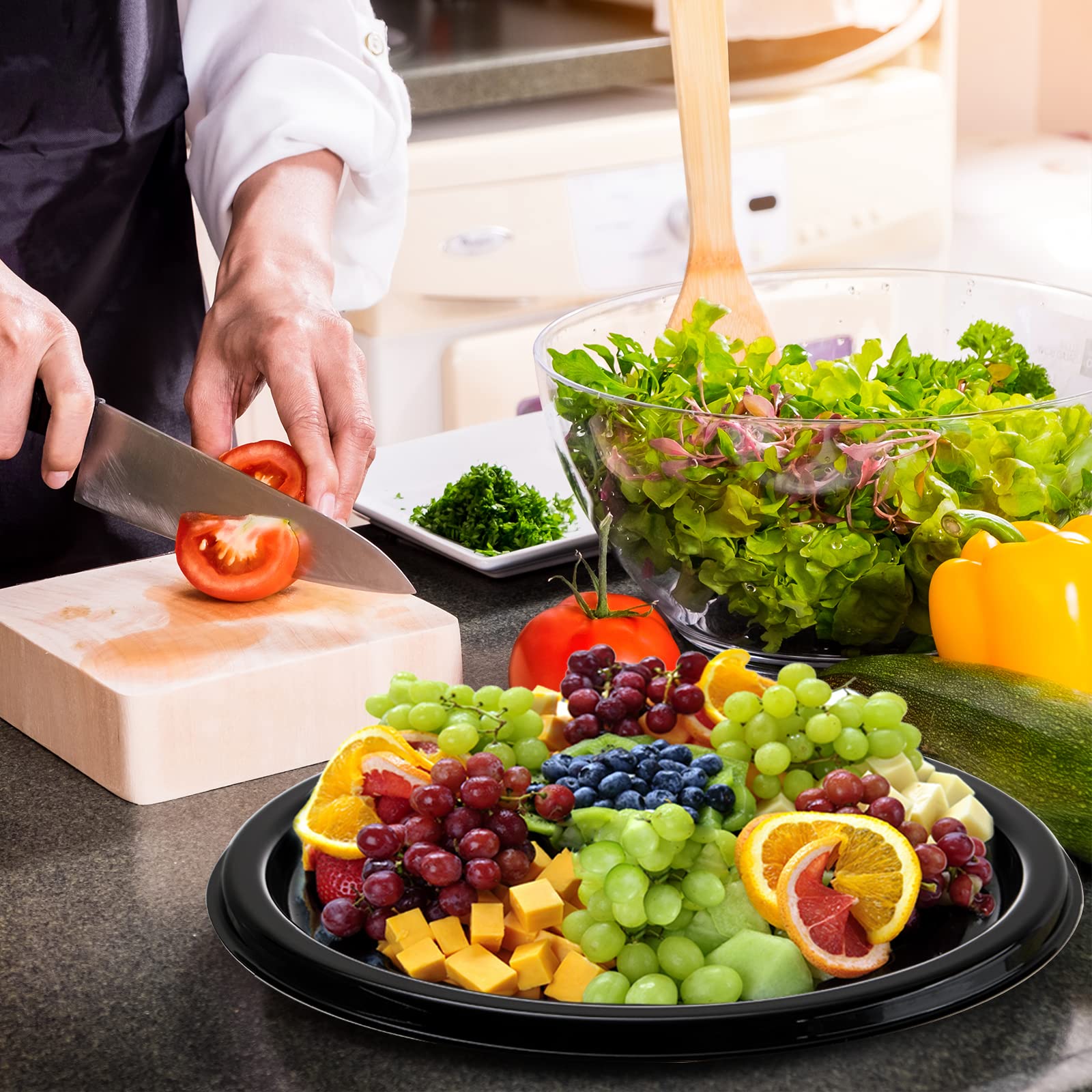 frcctre tray in use with sandwiches illustrating transport-ready presentation