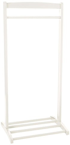 Frenchi furniture front view of white kids coat rack showing compact footprint and tidy storage