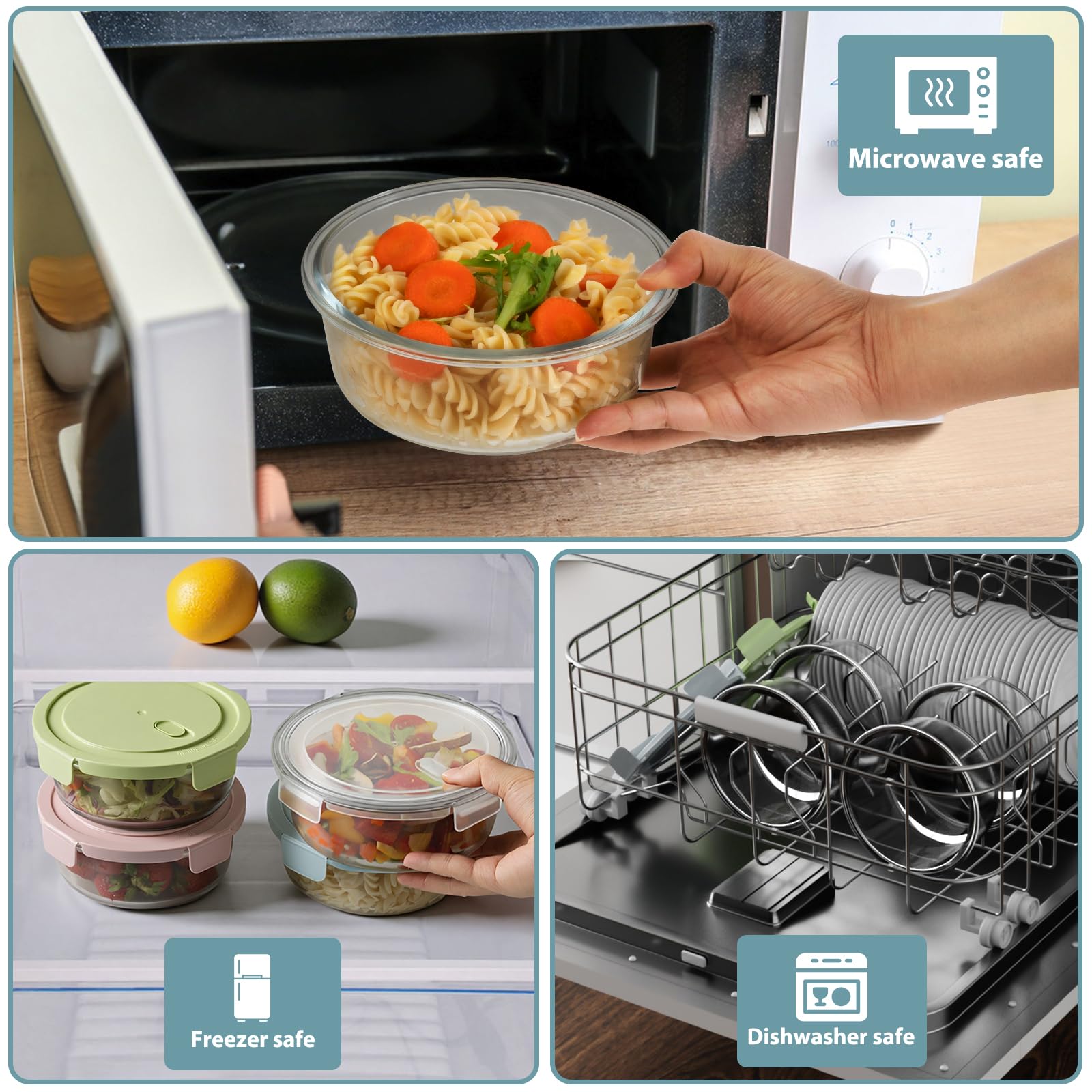 Freshmage stacked containers demonstrating compact, space-saving storage