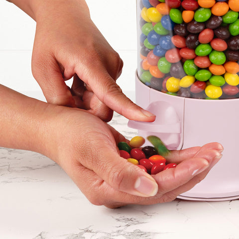 Freshnewlooks clear cylinders filled with candy for instant visual inventory