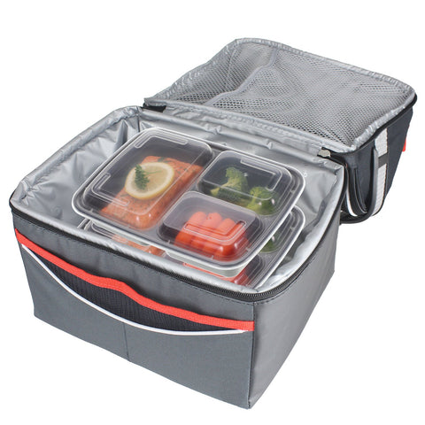 Freshware compartments filled with meal components keeping foods separate