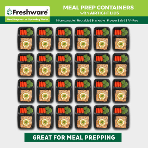 Freshware top view showing two compartments for portion-control benefit