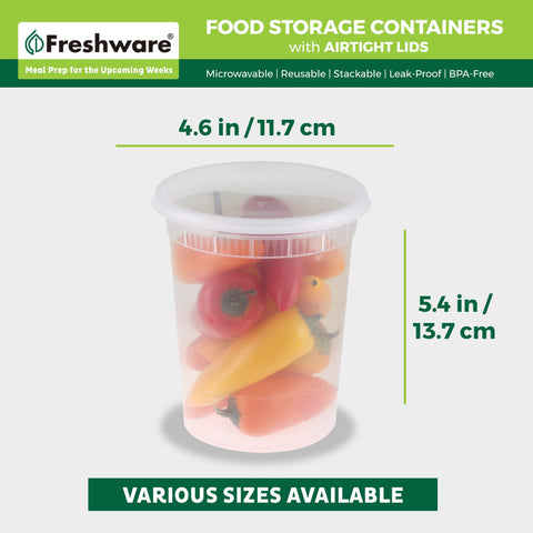 Freshware side view of nested and stacked containers saving cabinet space