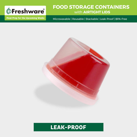 Freshware containers neatly organized in a freezer to prevent freezer burn