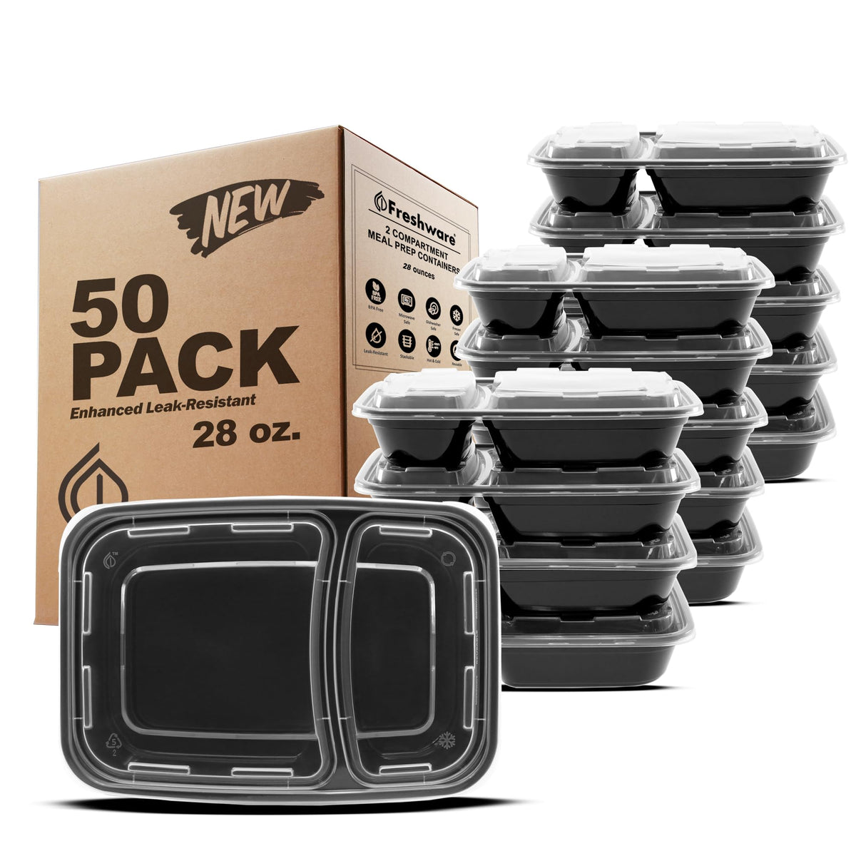 Freshware front view of 50-pack showing packaging and quantity benefit