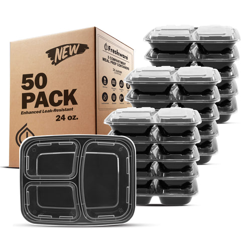 Freshware front packaging showing 50-pack and benefits for easy storage