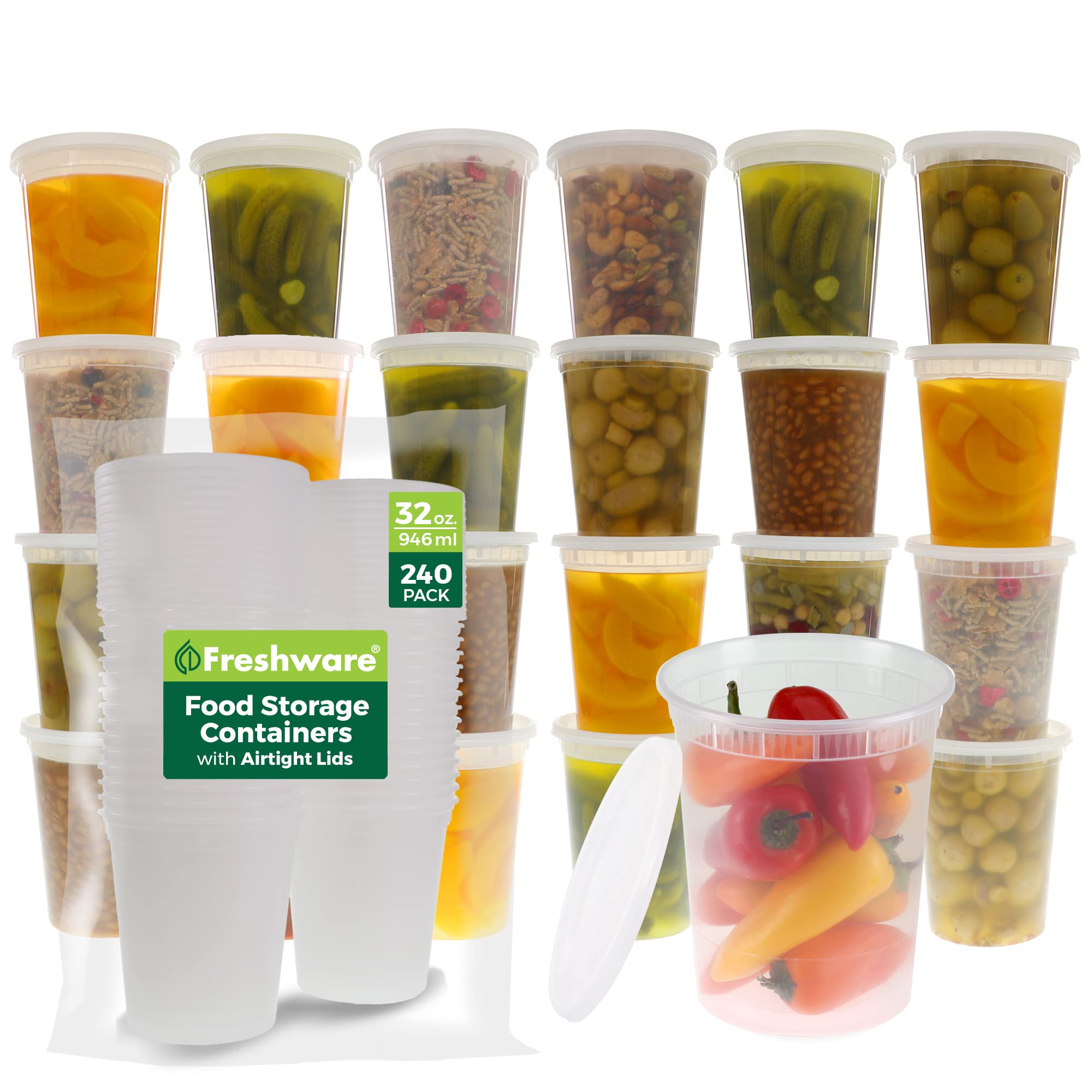 Freshware front packaging showing 240-count value pack and clear containers
