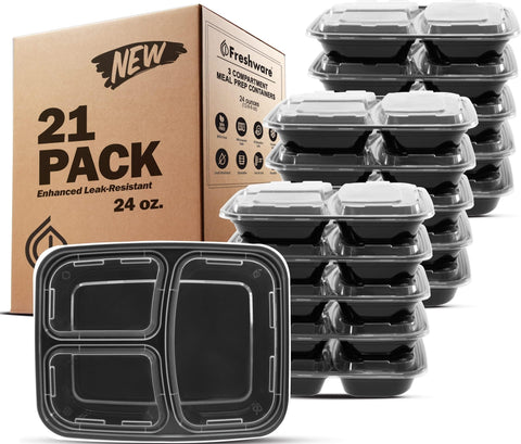 Freshware front view of 21-pack containers showing compact packaging and convenience