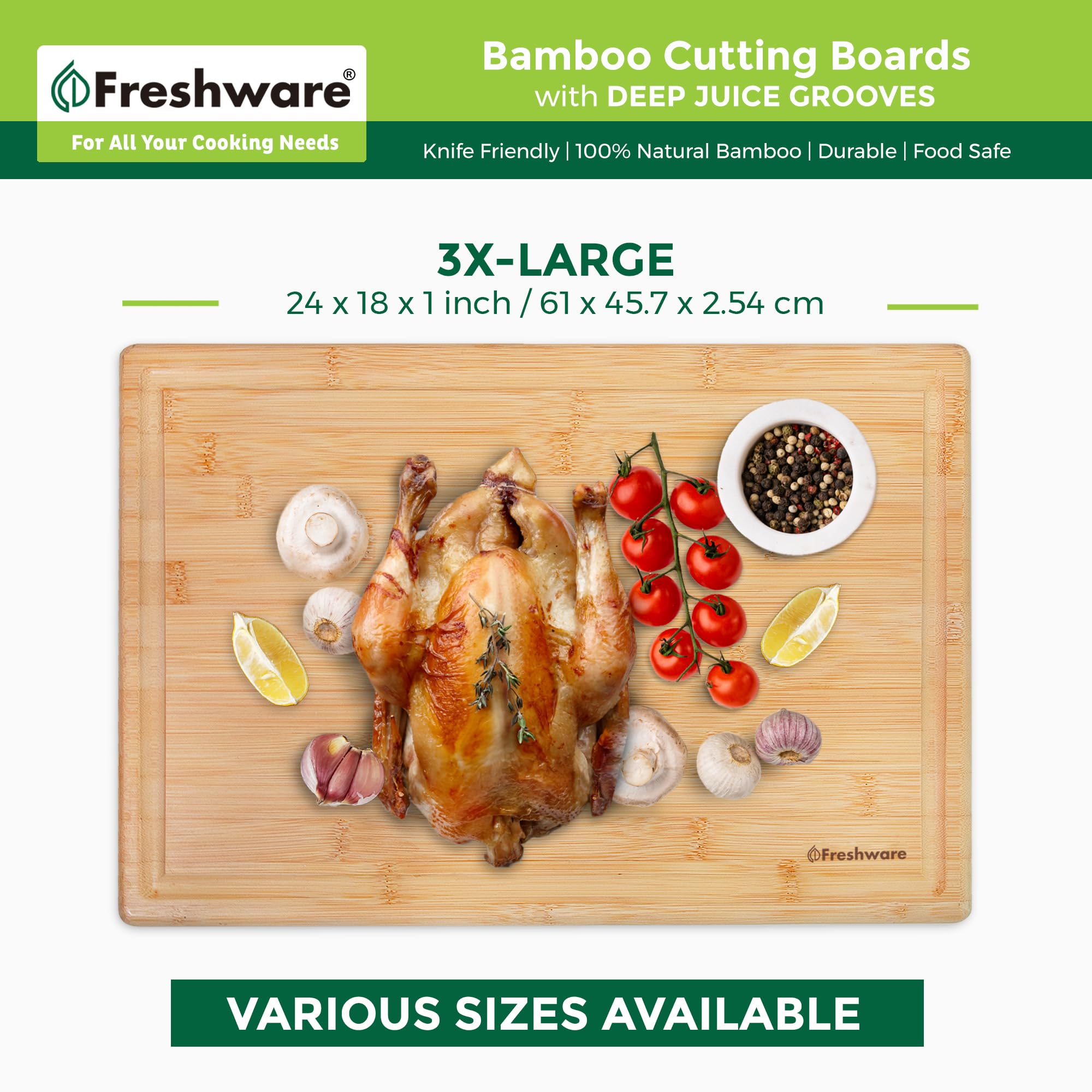 Freshware carved side handles detail demonstrating secure grip for easy carrying
