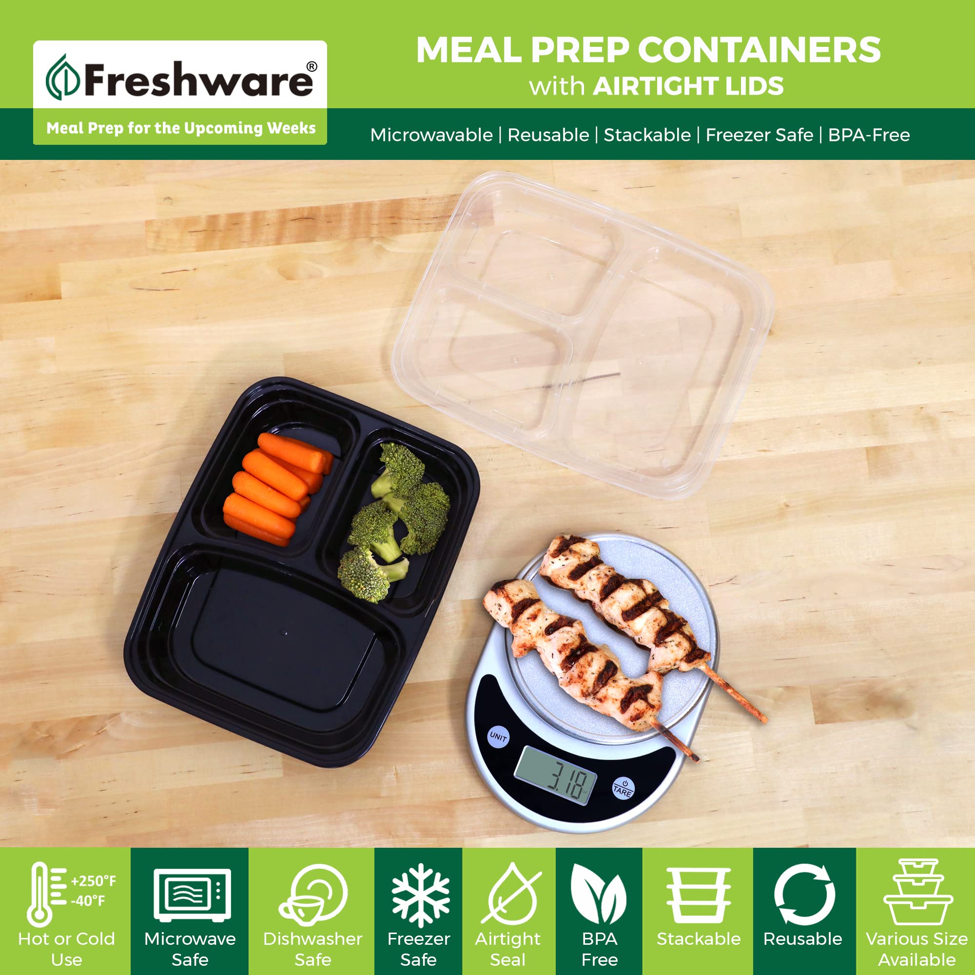 Freshware lid close-up highlighting airtight seal for fresher meals