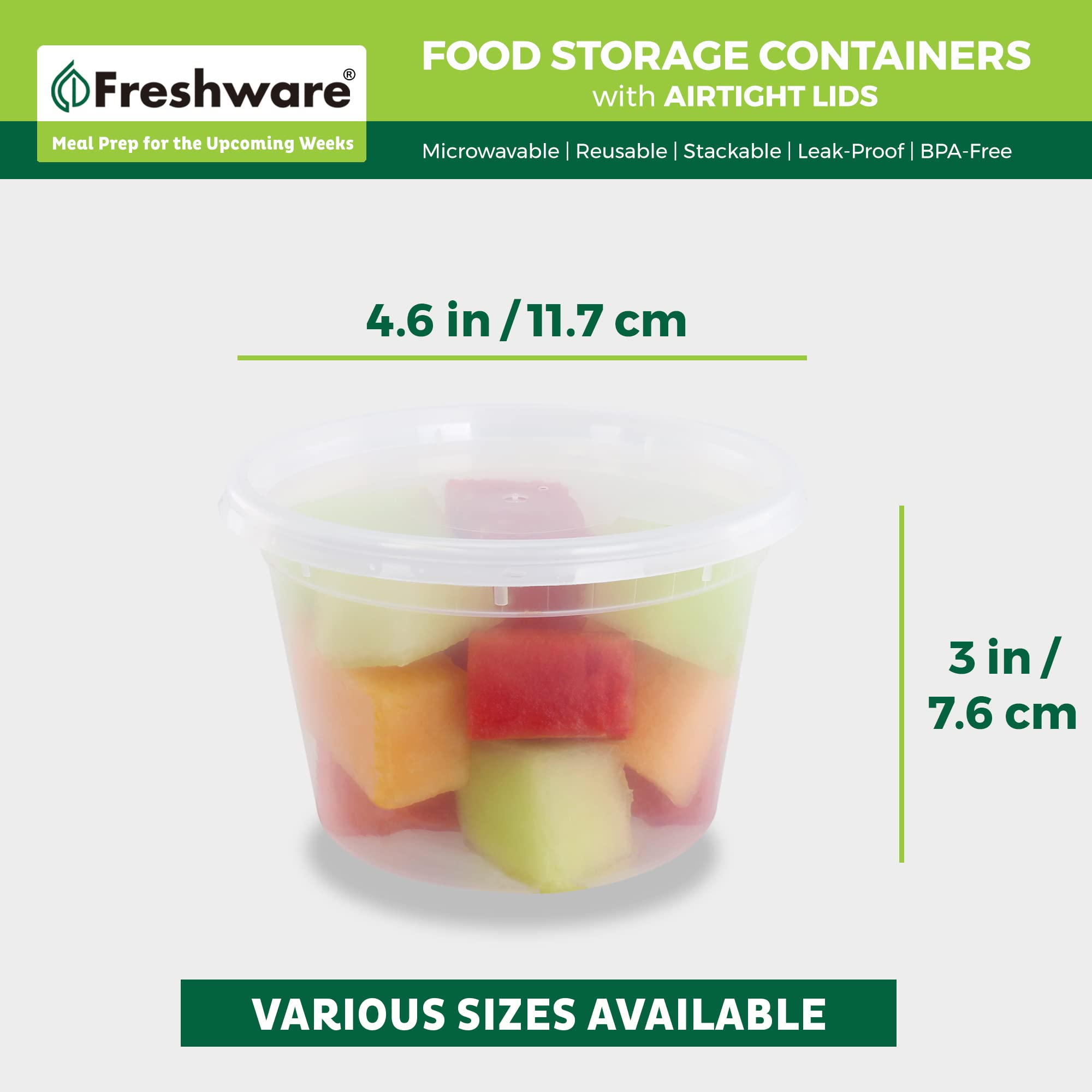 Freshware containers used for meal prep with labeled portions to save time