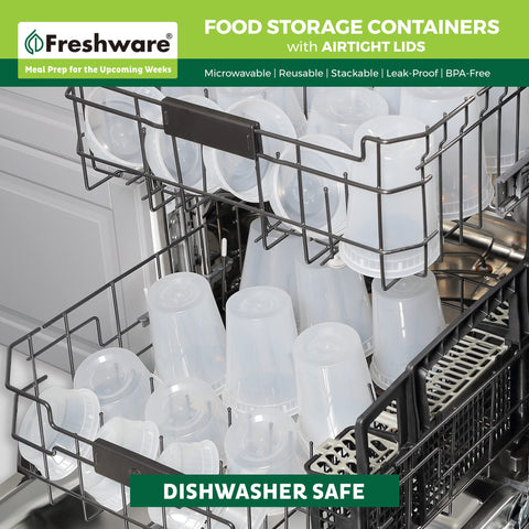 Freshware container held in hand for scale demonstrating compact 16 oz portion