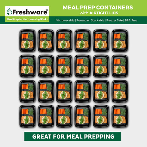 Freshware stacked containers in fridge saving space and organizing meals