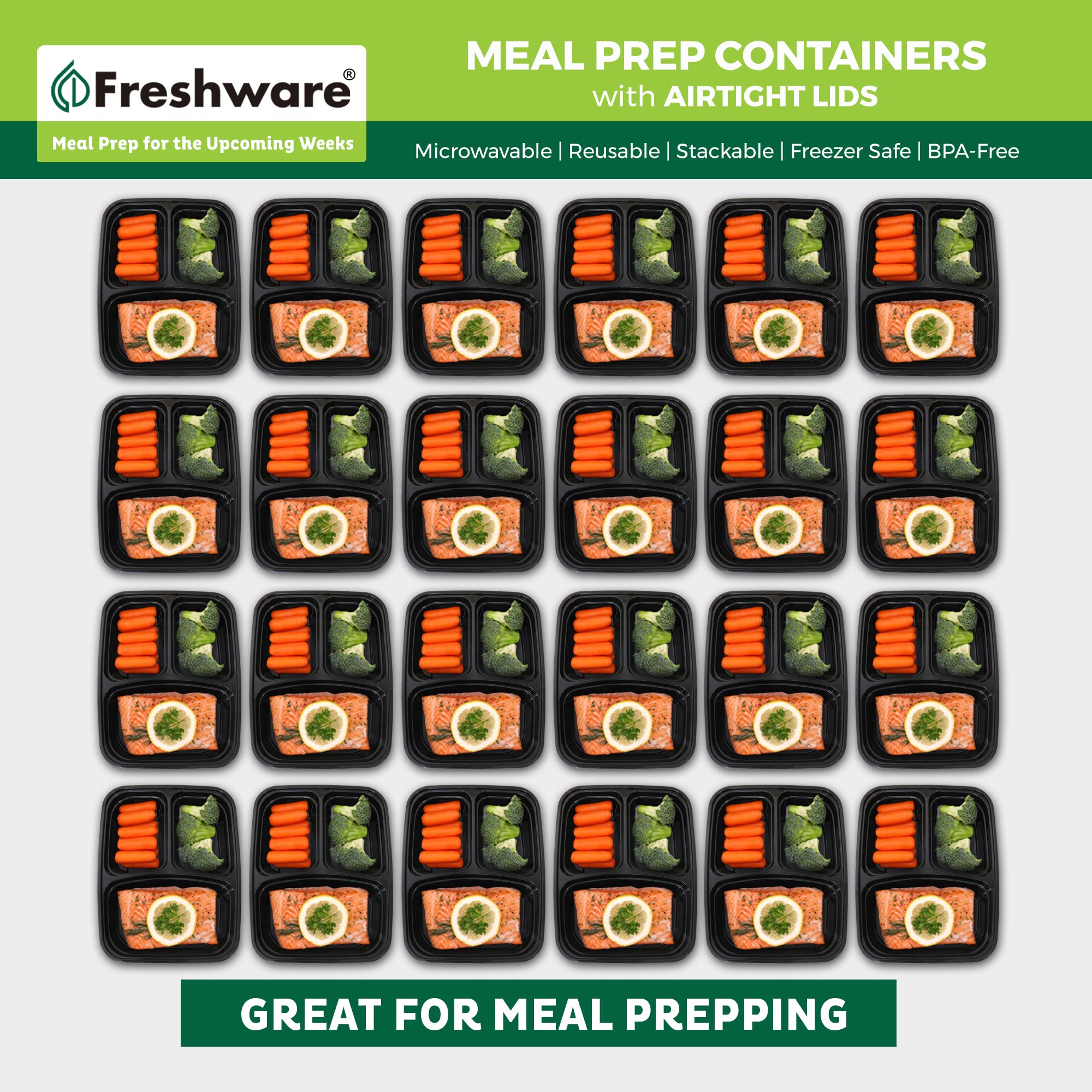 Freshware stacked containers demonstrating space-saving organization benefit