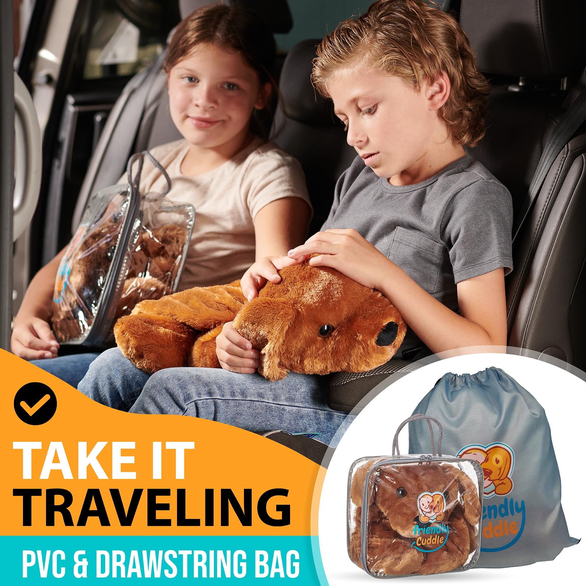 FRIENDLY CUDDLE removable microwavable insert being warmed for gentle heat comfort
