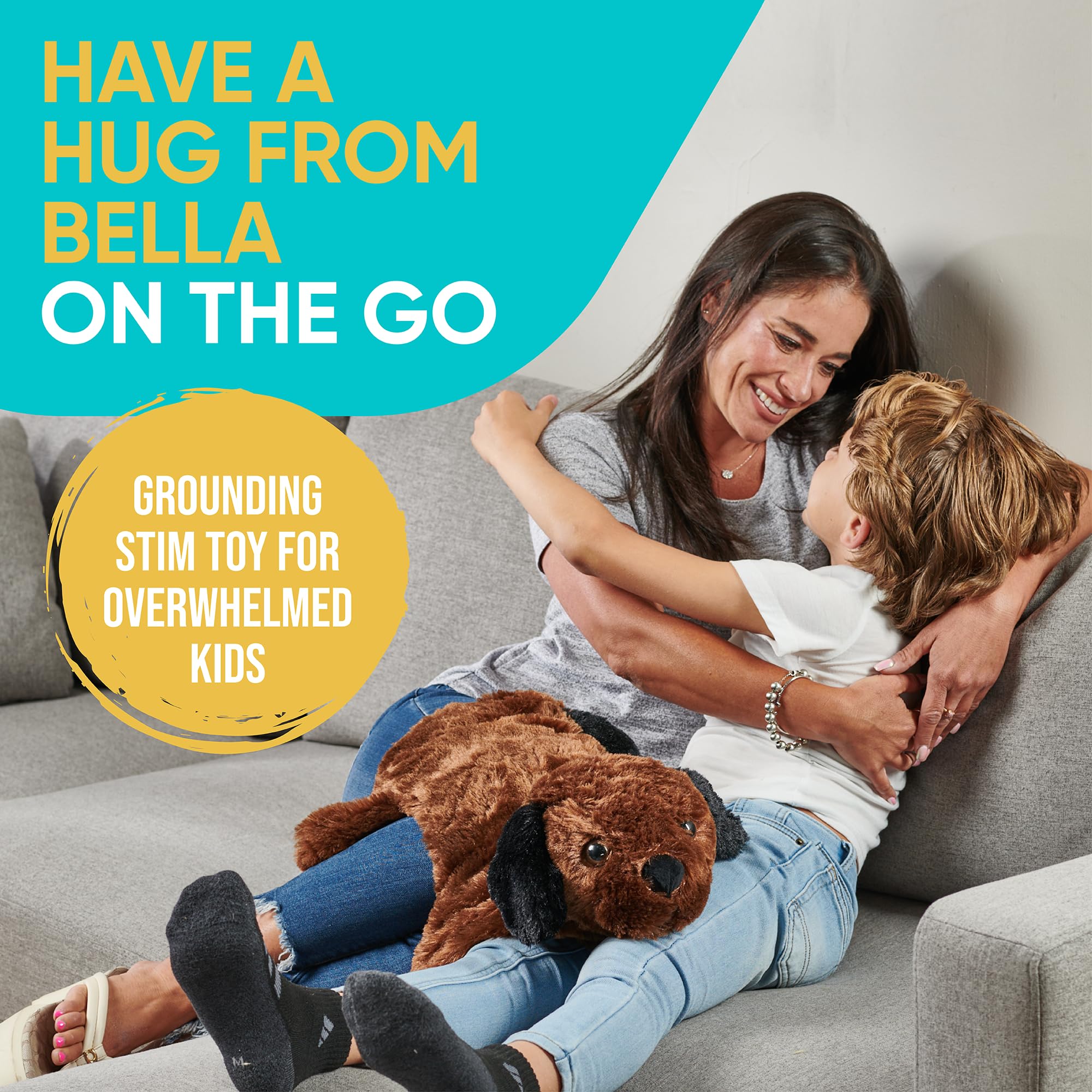 FRIENDLY CUDDLE size comparison with a toy to show compact 5 lb scale