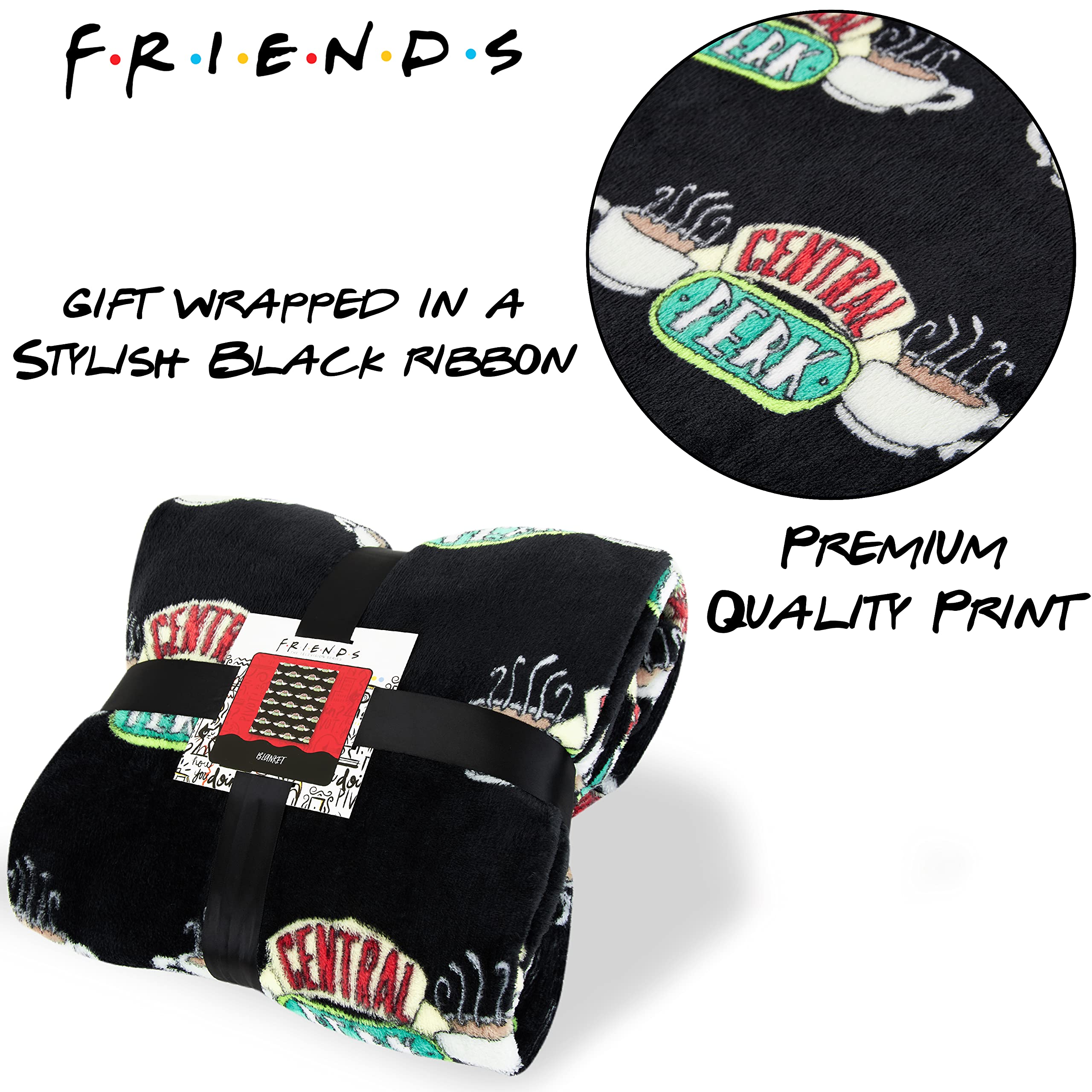 FRIENDS blanket folded on sofa showing decor benefit and easy styling