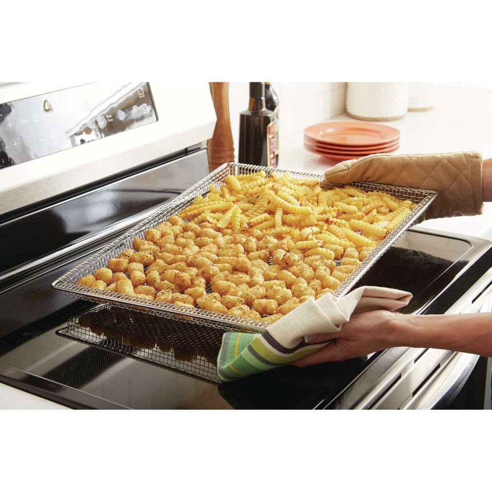 Frigidaire airfrytray installed in oven demonstrating easy setup and airflow