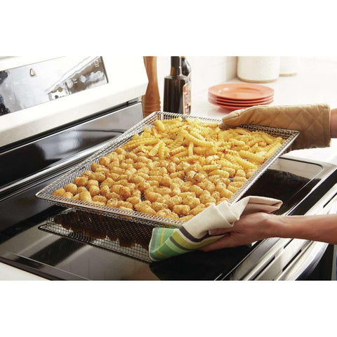 Frigidaire airfrytray installed in oven demonstrating easy setup and airflow