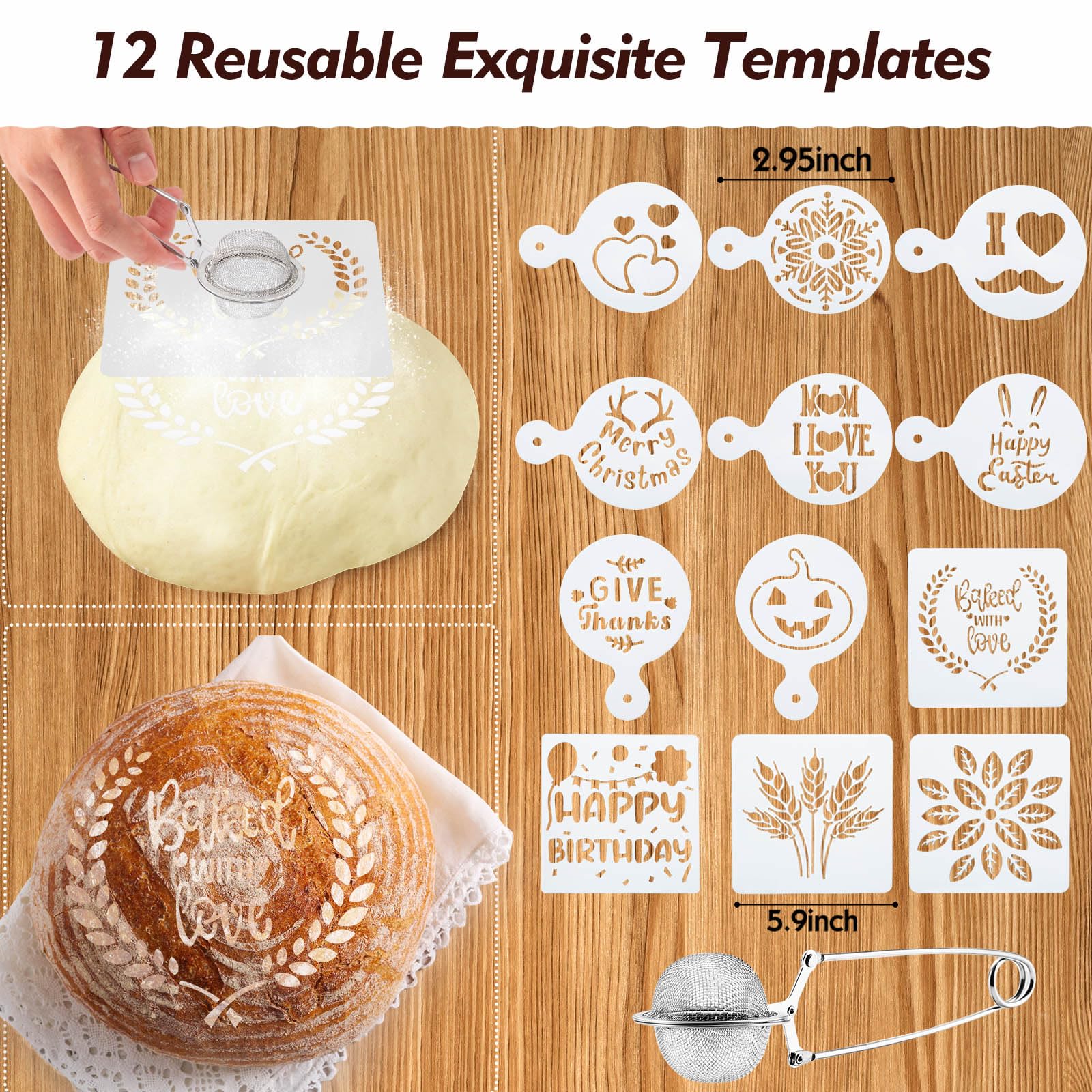 Friheten baking stencils displayed on finished loaf for decorative crusts