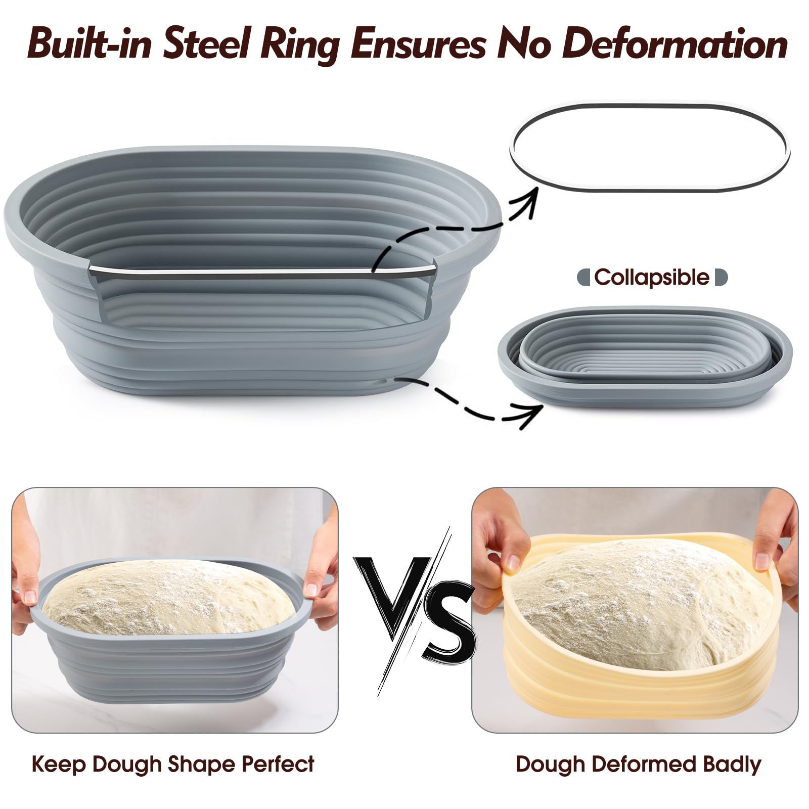 Friheten silicone bread sling lifting loaf into Dutch oven for safe transfer benefit