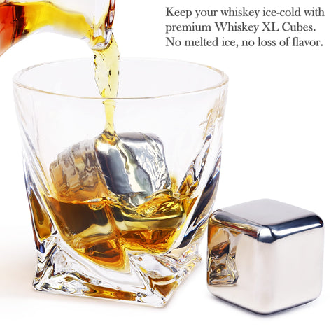 Frolk cubes in glass chilling whisky without dilution for better flavor