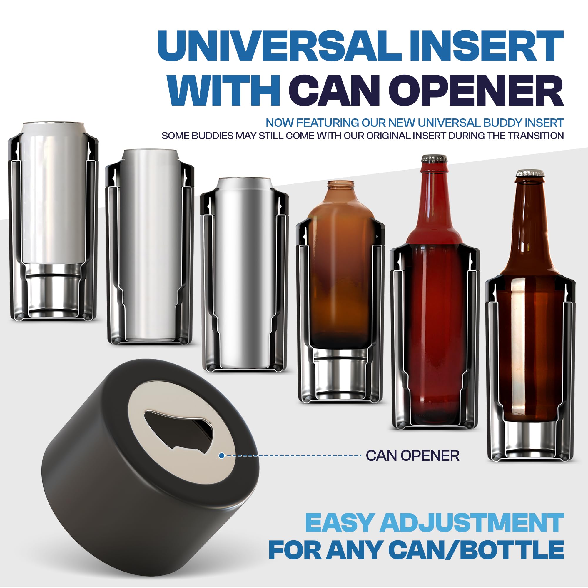 Frost Buddy holding a 16oz can to show versatile size fit