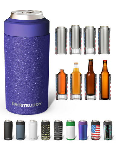 Frost Buddy front view in purple glitz showing sleek finish and cold retention