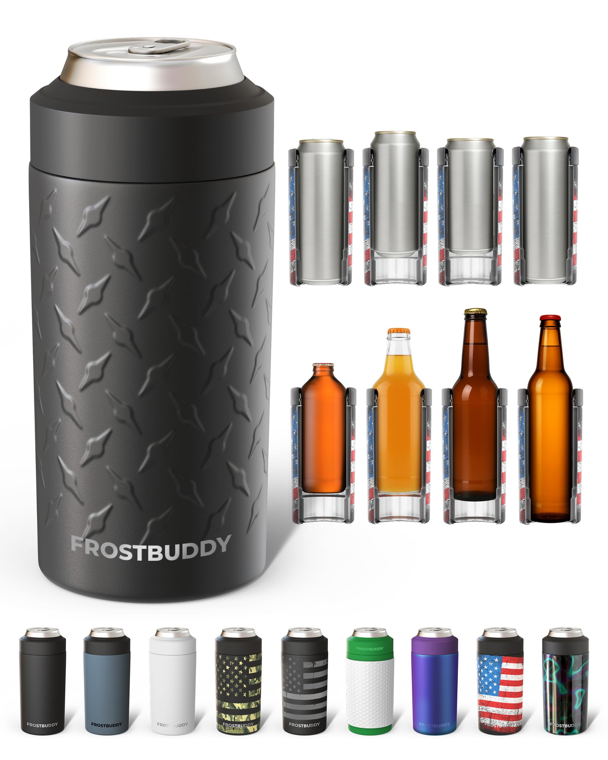 Frost Buddy front view showing diamond plate finish and durable insulation benefit