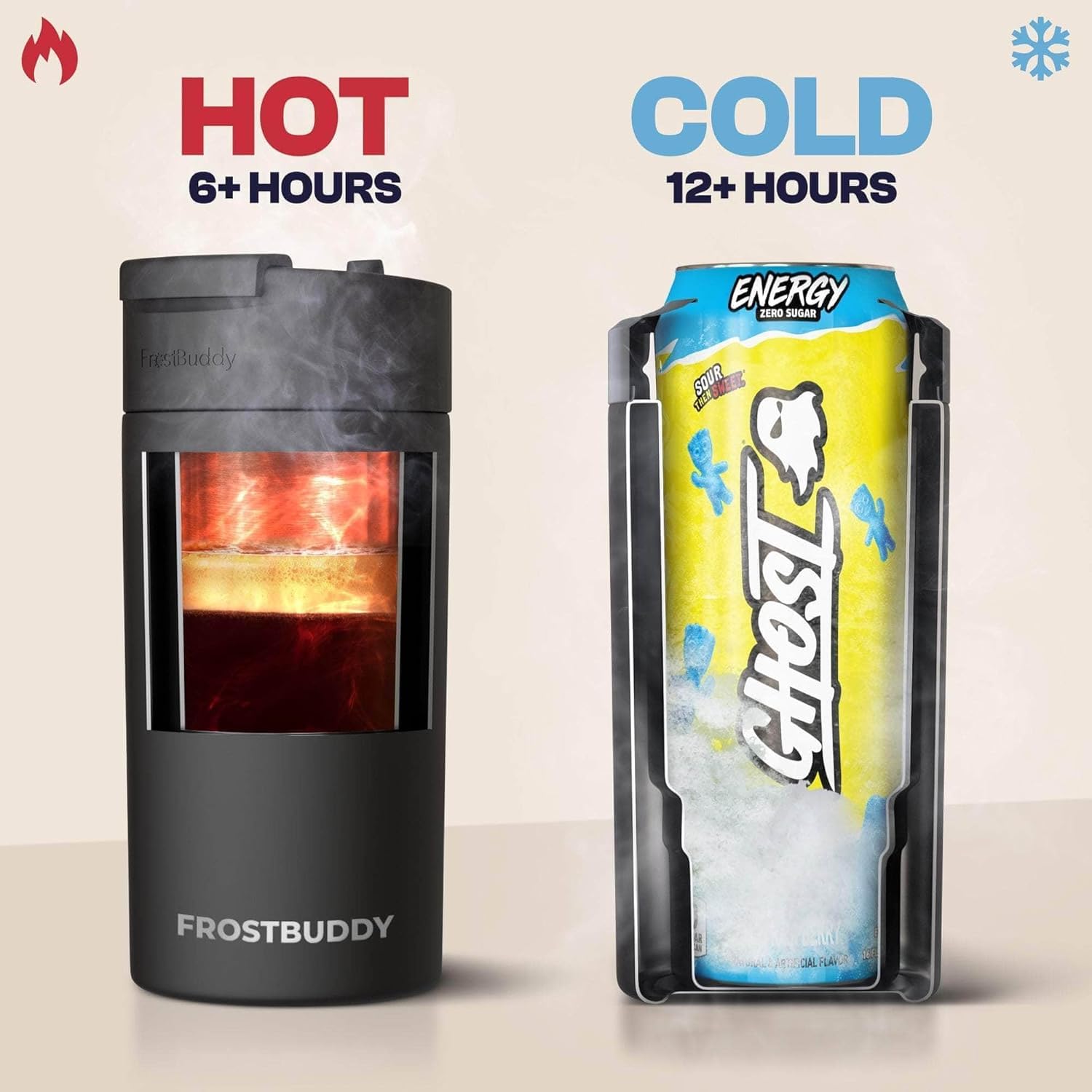 Frost Buddy fitted with optional straw lid for leak-resistant sipping