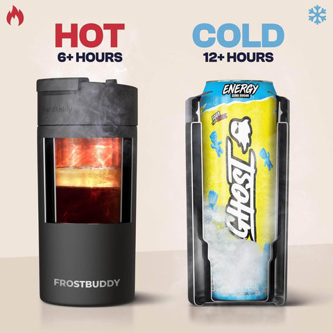 Frost Buddy fitted with optional straw lid for leak-resistant sipping