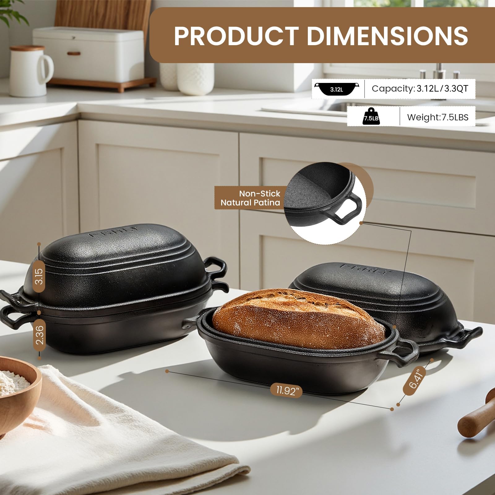 FRRLY closeup of pre-seasoned interior surface highlighting smooth nonstick benefit