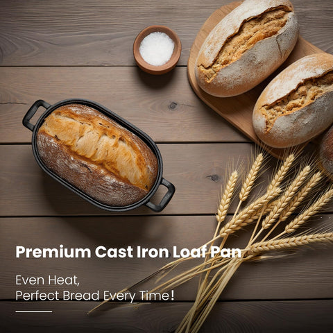 FRRLY loaf pan inside oven with golden sourdough demonstrating even heat and browning