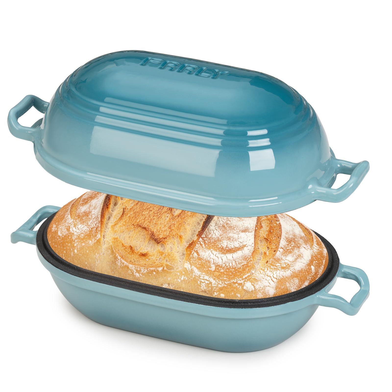 FRRLY front view of oval Dutch oven showing enamel finish and compact design benefit
