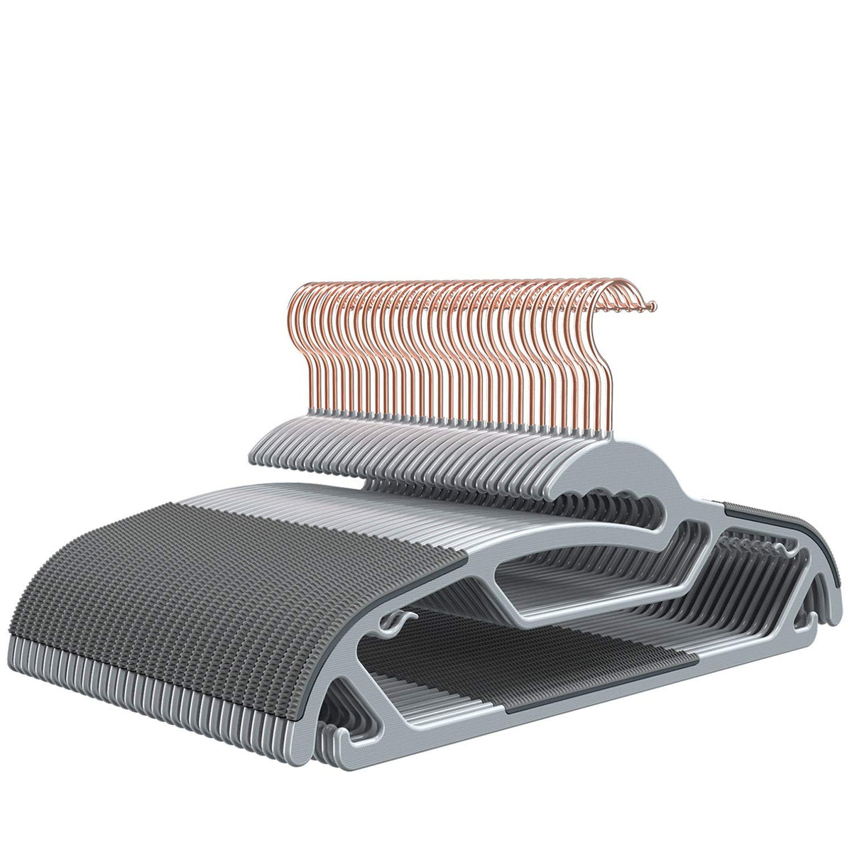 FSUTEG front view of 50-pack hangers showing space-saving benefit