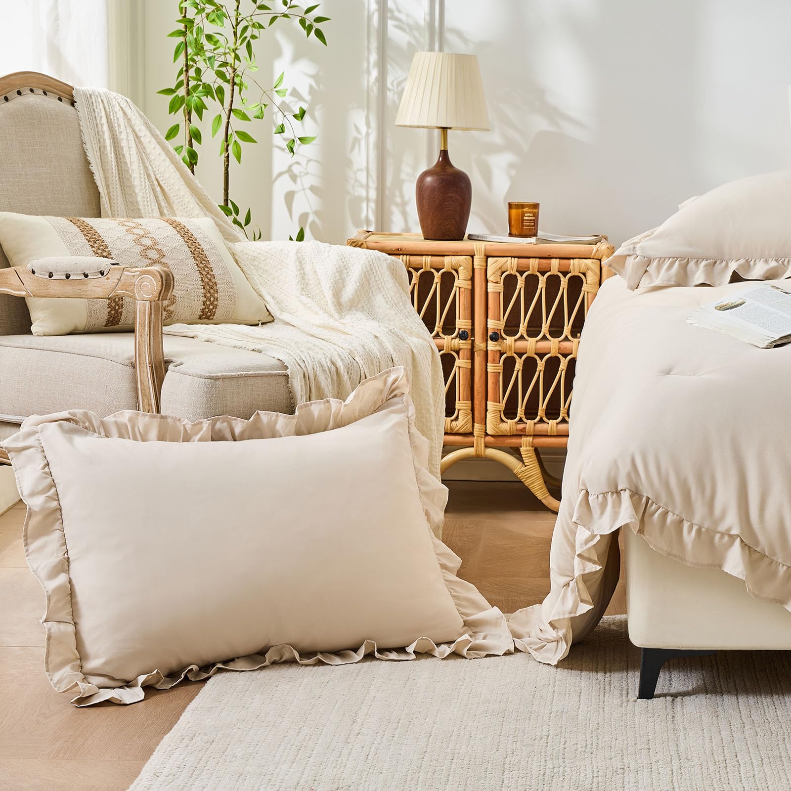 FUANNA styled bedroom scene with comforter creating a cozy, versatile decor vibe