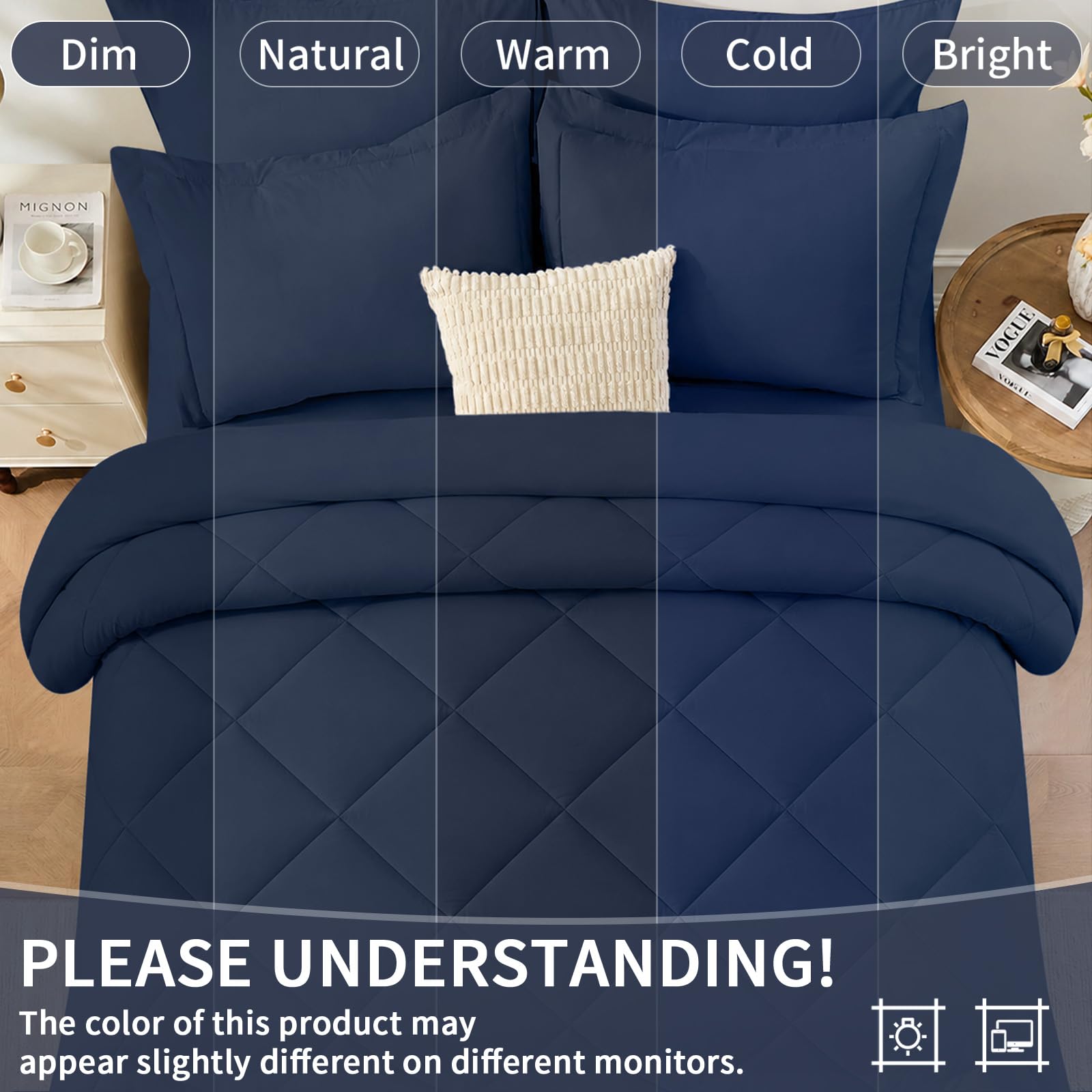 FUANNA styled bedroom scene with comforter set showing how it updates room ambience
