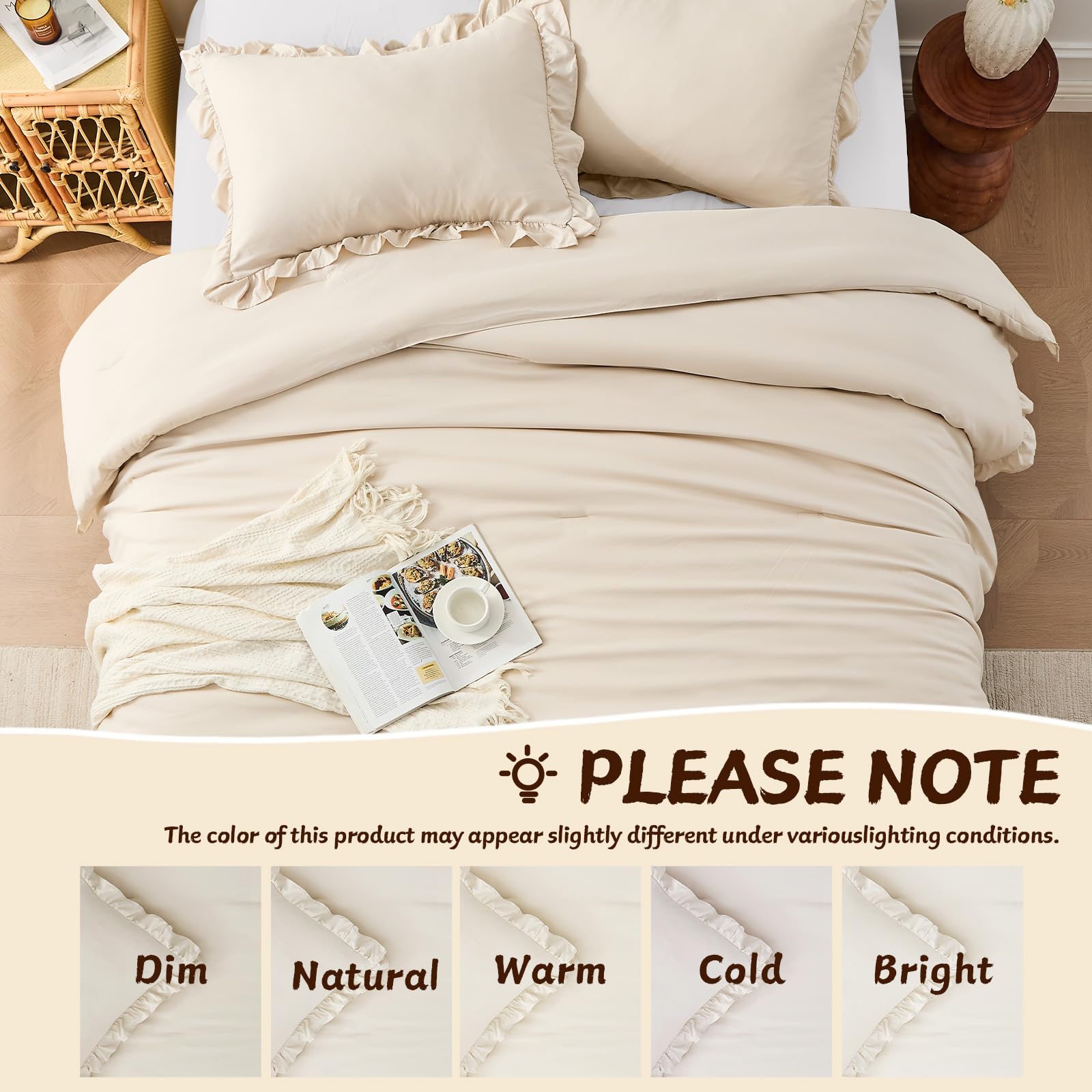 FUANNA vacuum-packaged set displaying compact shipping and easy unboxing instructions