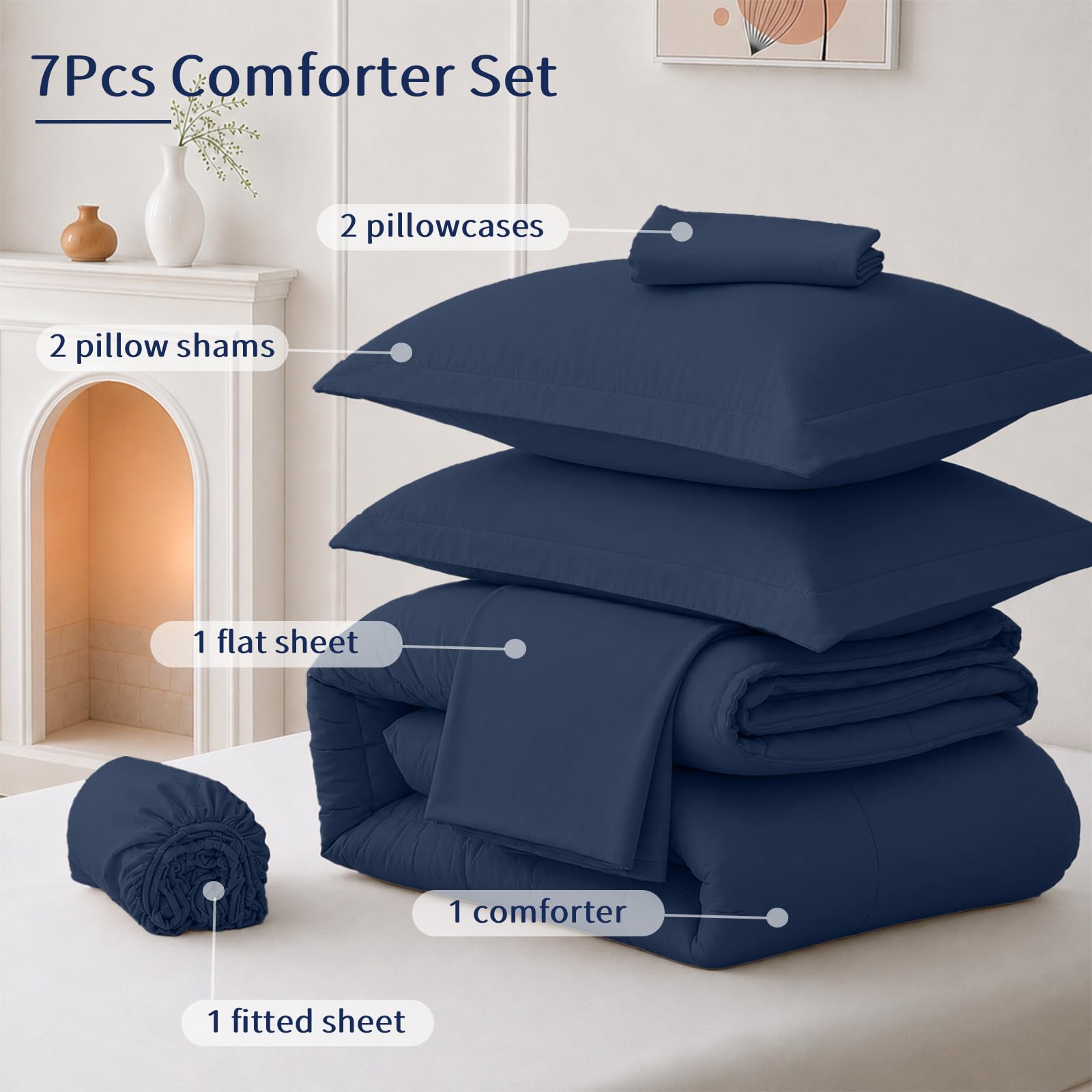 FUANNA full bed scale photo showing comforter coverage and proper drape on a full mattress