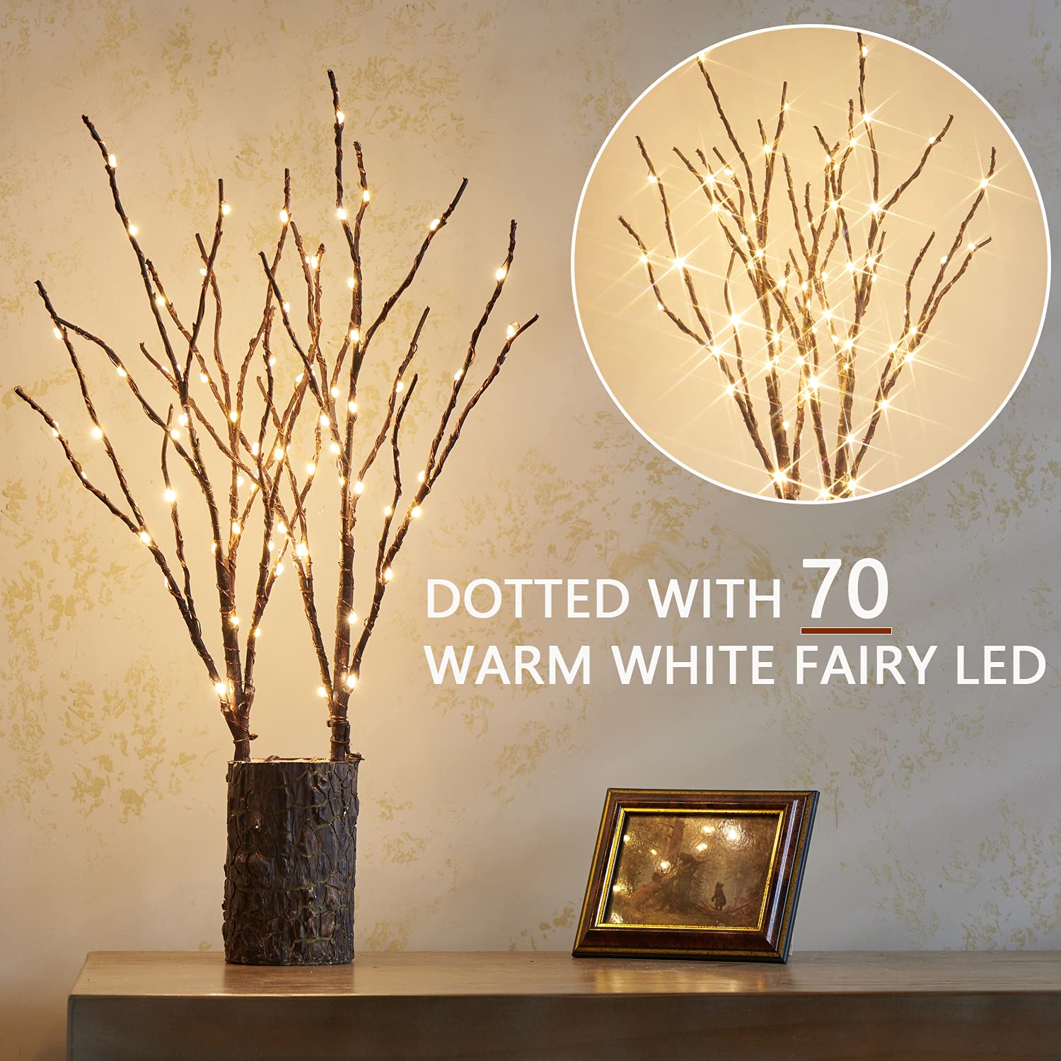 Fudios detailed shot of 70 warm white LEDs delivering soft ambient light