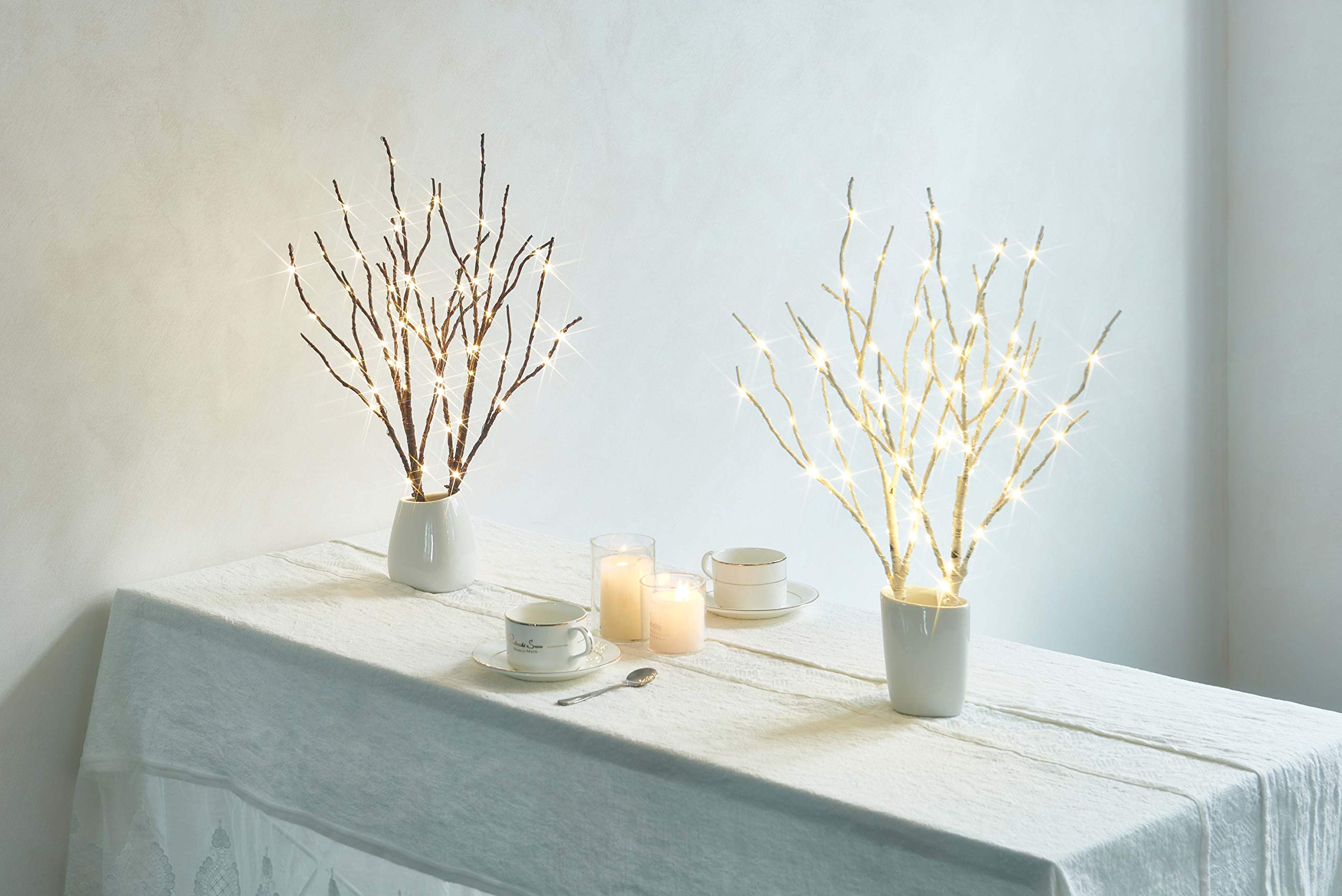 Fudios lighted branches holding ornaments for customizable styling