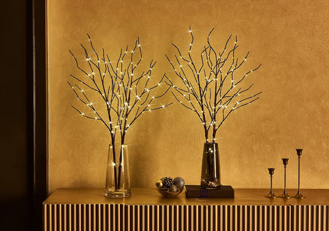 Fudios full twig arrangement on dining table showing even illumination and mood setting benefit