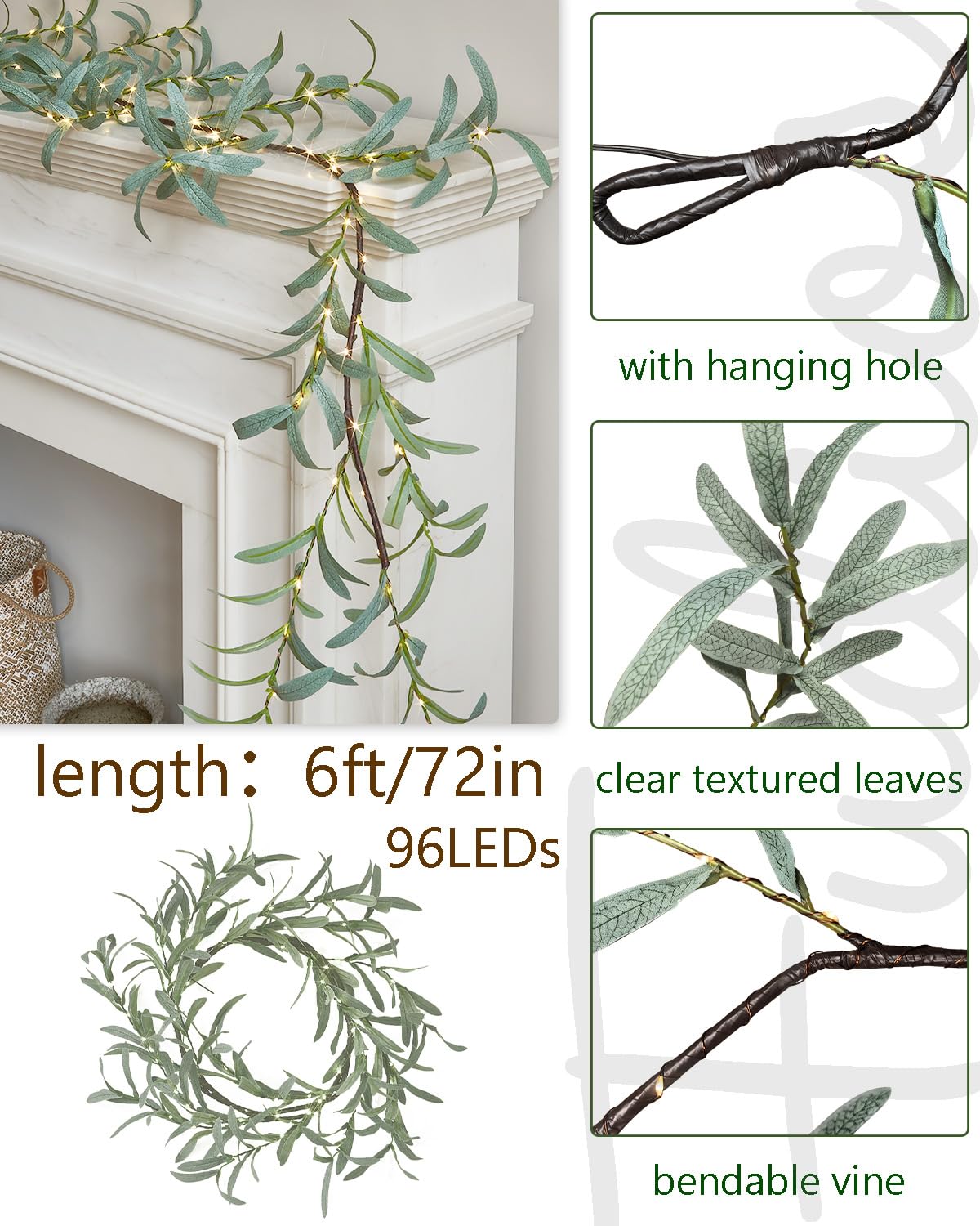 Fudios close-up of olive leaf texture highlighting realistic finish