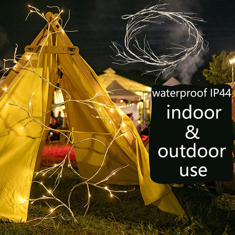 Fudios garland on a covered patio showing IP44 splash resistance and mood lighting