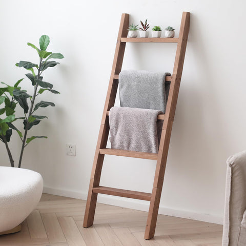 FUIN ladder styled with holiday decor and blankets, creates seasonal visual interest