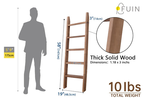 FUIN ladder beside sofa to show height and scale, helps visualize fit in home